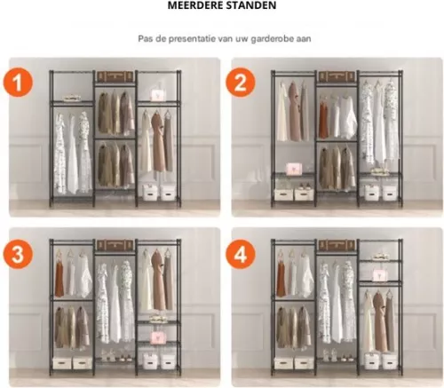 unbranded Freestanding Clothes Rack - 362kg Load Capacity - 3 Bars - 8 Tiers (8721085168981)