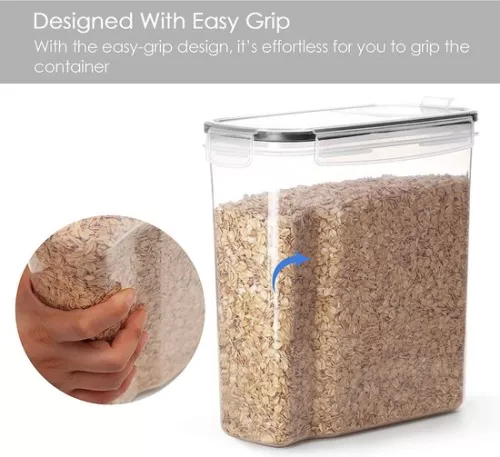 merkloos Set of storage boxes, 2.5 liter, muesli, bulk box and storage boxes, BPA free, plastic, airtight, set of 6 + 24 labels for cereals, flour, sugar etc. (between) (7595980387317)