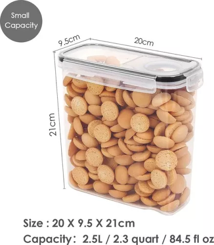 merkloos Set of storage boxes, 2.5 liter, muesli, bulk box and storage boxes, BPA free, plastic, airtight, set of 6 + 24 labels for cereals, flour, sugar etc. (between) (7595980387317)