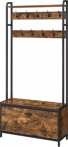 Industrial Coat Rack - Including Shoe Cabinet - Vintage Brown - Practical and Elegant
