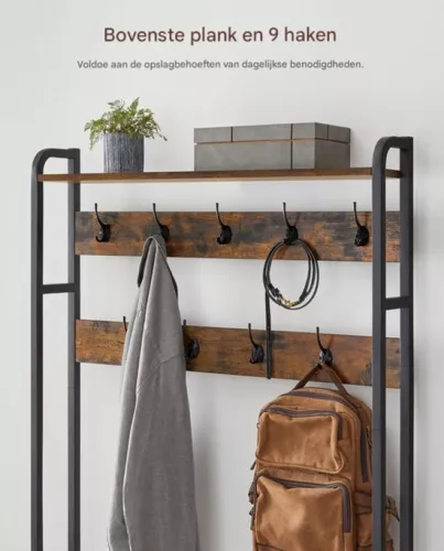 merkloos Industrial Coat Rack - Including Shoe Cabinet - Vintage Brown - Practical and Elegant (8721085208755)