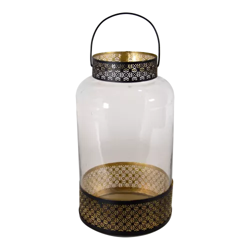 Lantern - Ø20x37cm - Glass - Steel