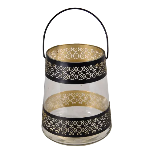 Lantern - Ø16x21cm - Glass - Steel 
