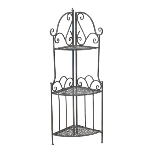 Corner Tiered Stand - 33x33x127 cm - Steel - Grey Wash