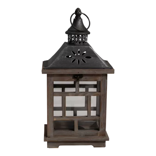 Lantern - Wood - S/2 - 28x21x57.5cm