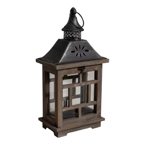 In And OutdoorMatch Lantern - Wood - S/2 - 28x21x57.5cm (106002)