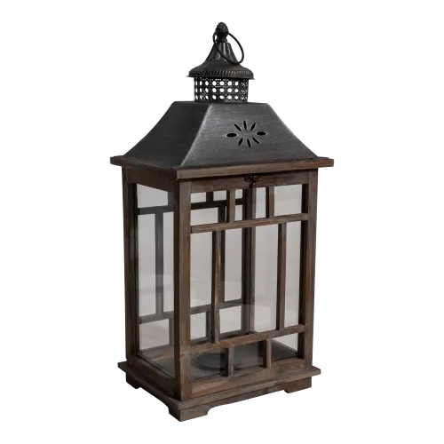 In And OutdoorMatch Lantern - Wood - S/2 - 28x21x57.5cm (106002)