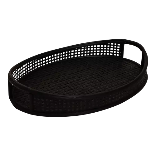 Tray - Black - Set of 2 - Bamboo - 54.5 & 47.5 cm