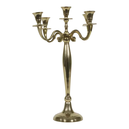 Classic Candle Holder - Gold-colored Aluminum - 40.5cm High