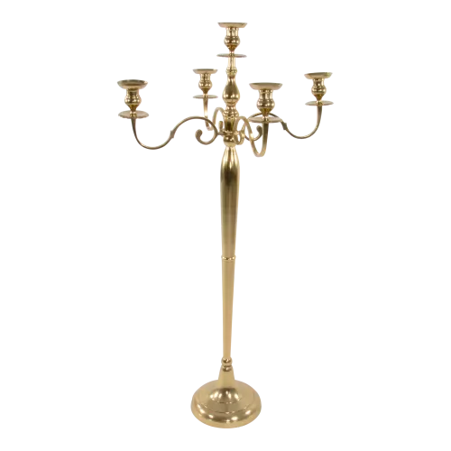 Classic Candlestick - Aluminum - Gold-colored - 144cm High - Luxury Eyecatcher