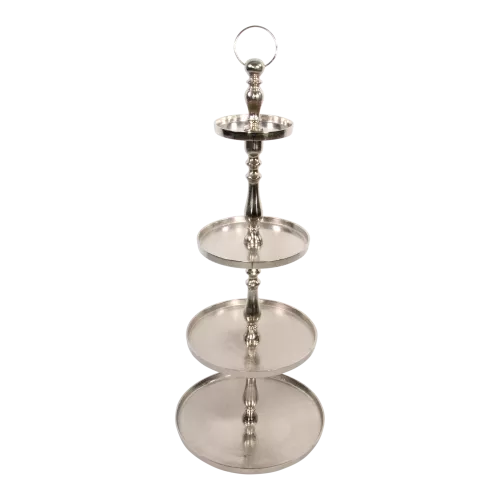 Etagère Brush - Aluminum - Ø50x120cm - Raw Nickel Finish - 3-layer Design