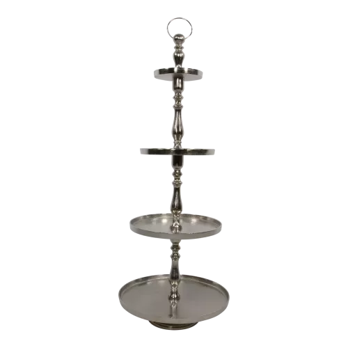 In And OutdoorMatch Etagère Brush - Aluminum - Ø50x120cm - Raw Nickel Finish - 3-layer Design (106251)