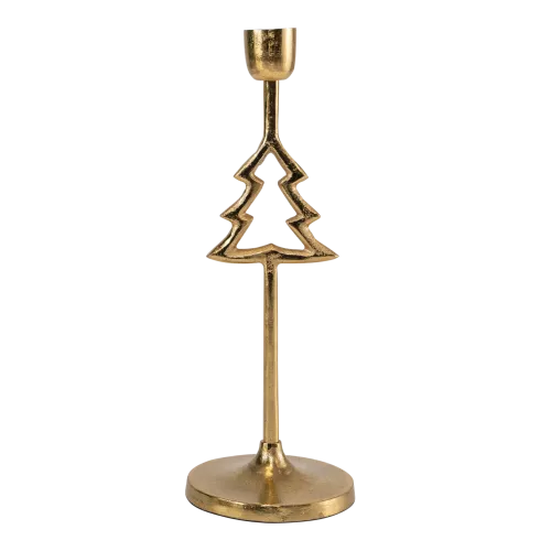 Candlestick Christmas Tree - Aluminum - Gold Finish - 28cm High