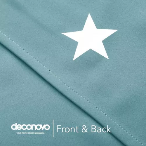 unbranded Set of 2 thermal blackout curtains with eyelets for children's room, insulating, with star motif, silver-colored, sky blue, 140 x 245 cm (6150438782741)