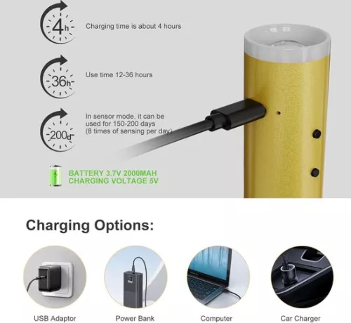 merkloos Golden wall lamp with motion sensor - rechargeable - dimmable - set of 2 wall lamp rechargeable (9504962857739)