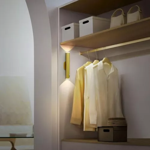 merkloos Golden wall lamp with motion sensor - rechargeable - dimmable - set of 2 wall lamp rechargeable (9504962857739)