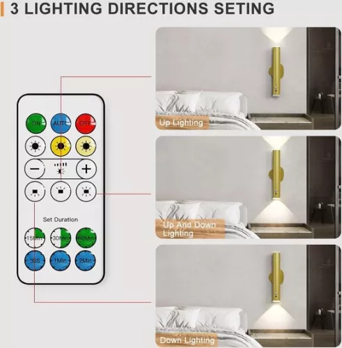 merkloos Golden wall lamp with motion sensor - rechargeable - dimmable - set of 2 wall lamp rechargeable (9504962857739)