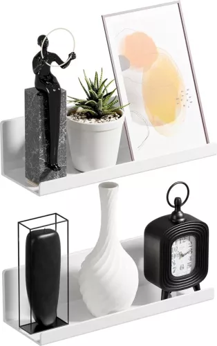 Wall Shelf, Floating Shelf, No Drilling, 2 Pieces, Bathroom Shelf, Floating Picture Rail, White Shelf, Bathroom Shelf, No Drilling, Self-Adhesive Shelf, Bathroom Wall Shelf, Children's Room