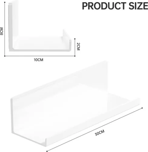 unbranded Wall Shelf, Floating Shelf, No Drilling, 2 Pieces, Bathroom Shelf, Floating Picture Rail, White Shelf, Bathroom Shelf, No Drilling, Self-Adhesive Shelf, Bathroom Wall Shelf, Children's Room (4800325818450)
