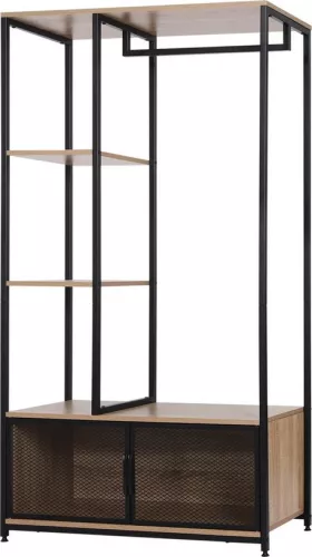 Wooden open wardrobe - coat rack & compartment cabinet - ample storage space - light wood - 90x40x167 cm