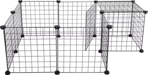 KAMYRA Indoor Puppy Run / Rabbit Run - Run for Dogs, Cats & Rabbits - Cat Run - Plastic & Metal - 145x75x35 cm - Black (6095512556521)