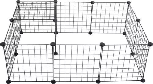 KAMYRA Indoor Puppy Run / Rabbit Run - Run for Dogs, Cats & Rabbits - Cat Run - Plastic & Metal - 145x75x35 cm - Black (6095512556521)