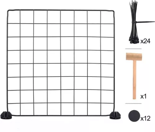 KAMYRA Indoor Puppy Run / Rabbit Run - Run for Dogs, Cats & Rabbits - Cat Run - Plastic & Metal - 145x75x35 cm - Black (6095512556521)