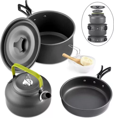 Emergency Kit - Cookware - 10 Pieces - Foldable Camping Pans - Outdoor and Hiking - Emergencies