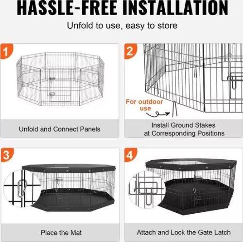 merkloos Instinct® Vevor Dog House - 8 Panels - Bench - Hutch - With Top Flap - Dog Basket - 160x160x61cm - Playbench - Animals - Hutch (6151035654660)