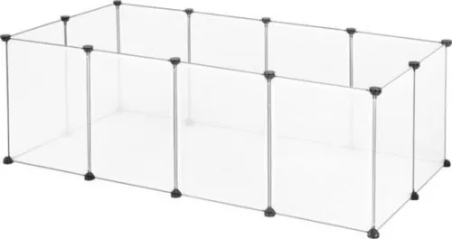 Puppy or rabbit run - sturdy transparent construction - safe for pets - ideal for indoors - modern design - 140x72x46 cm