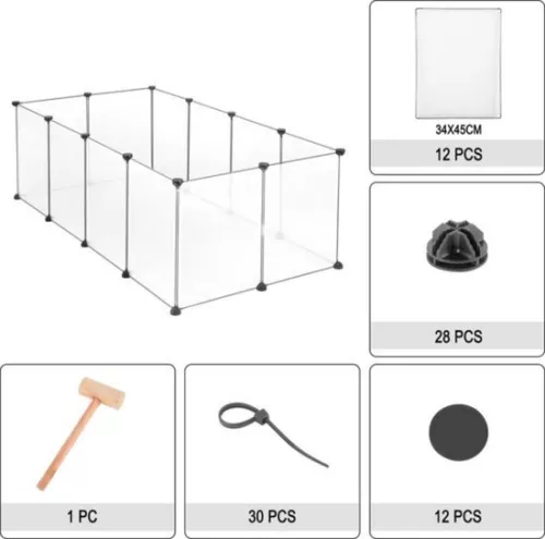 Dripio Puppy or rabbit run - sturdy transparent construction - safe for pets - ideal for indoors - modern design - 140x72x46 cm (8721041505669)