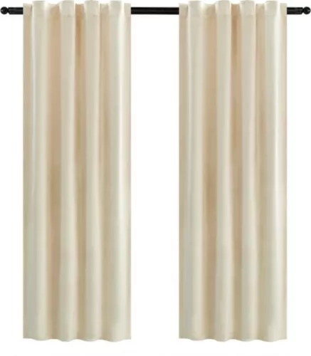 Set of 2 blackout curtains - luxurious velvet fabric - heat-insulating & stylish - blocks light & sound - beige - 140x245 cm