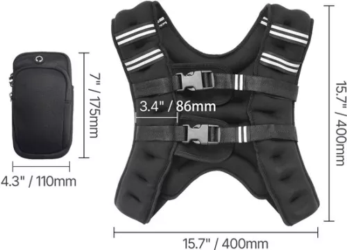 merkloos Weight Vest, 7.2 Kg, Adjustable Weight Vest with Reflective Strips for Men and Women, Strength Training, Running, Fitness (8721334132916)