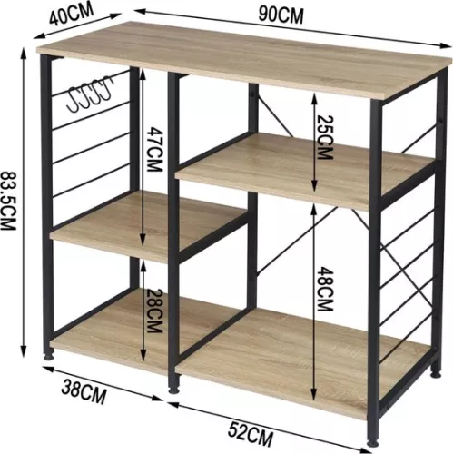 merkloos Cooking Island - Kitchen Island - Kitchen Island - Kitchen Unit With Worktop - Kitchen Island/Bar Table - Microwave Cabinet - Kitchen Cabinet - Freestanding - Table - 90x40x83 Cm - Brown (8721184114407)