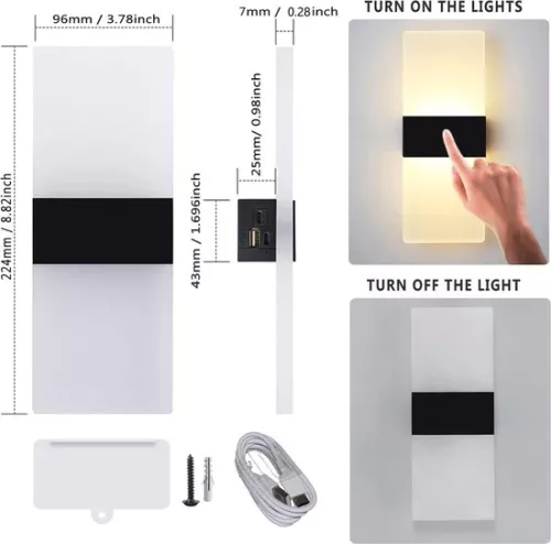 merkloos Rechargeable Battery Indoor LED Wall Light - Touch Control Wireless Bedside Lamps - Warm Light 3000K - Magnetic Mounting Wall Lamp Rechargeable (9508787353629)