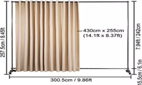 merkloos Curtain Divider Stand, 8 x 10 ft Freestanding Room Divider with 4 Wheels, Aluminum Frame, Blackout Curtain Oxford Bag, Expandable Partition Privacy Screen for Office Conference, Beige (6097718688662)