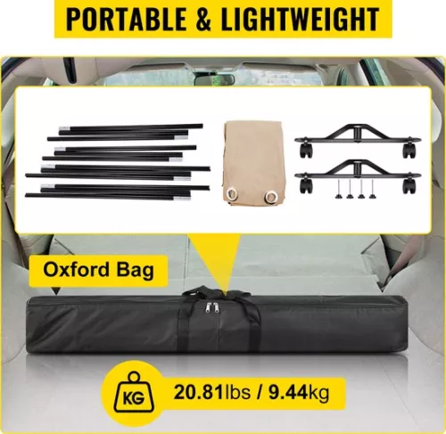 merkloos Curtain Divider Stand, 8 x 10 ft Freestanding Room Divider with 4 Wheels, Aluminum Frame, Blackout Curtain Oxford Bag, Expandable Partition Privacy Screen for Office Conference, Beige (6097718688662)