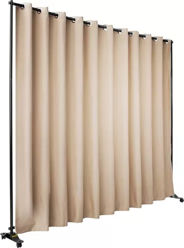 merkloos Curtain Divider Stand, 8 x 10 ft Freestanding Room Divider with 4 Wheels, Aluminum Frame, Blackout Curtain Oxford Bag, Expandable Partition Privacy Screen for Office Conference, Beige (6097718688662)