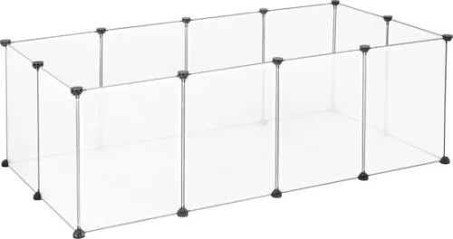 Kamyra® Indoor Puppy Run / Rabbit Run - Run for Dogs, Cats & Rabbits - Cat Run - Plastic & Metal - 140x72x46 cm - Transparent