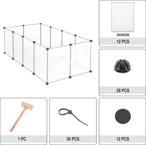 KAMYRA Kamyra® Indoor Puppy Run / Rabbit Run - Run for Dogs, Cats & Rabbits - Cat Run - Plastic & Metal - 140x72x46 cm - Transparent (6095523258223)