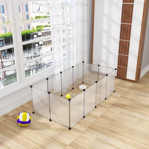 KAMYRA Kamyra® Indoor Puppy Run / Rabbit Run - Run for Dogs, Cats & Rabbits - Cat Run - Plastic & Metal - 140x72x46 cm - Transparent (6095523258223)