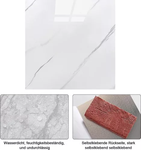 merkloos 22 pieces marbling tile stickers - waterproof tile foil - kitchen - self-adhesive - wallpaper adhesive foil - bathroom - white (8785302849640)