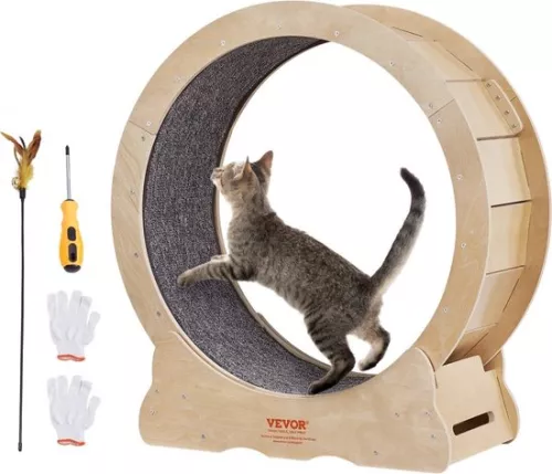 Cat exercise wheel 750x320x800mm Cat exercise wheel made of birch and poplar plywood Cat wheel Low noise Removable inner mat Cat wheel Suitable for cats weighing 2.72 to 3.63 kg