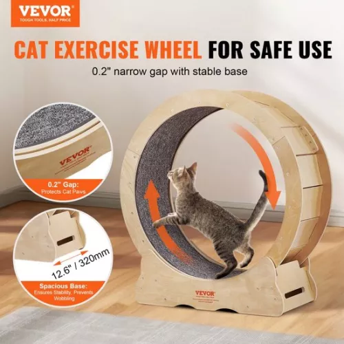 merkloos Cat exercise wheel 750x320x800mm Cat exercise wheel made of birch and poplar plywood Cat wheel Low noise Removable inner mat Cat wheel Suitable for cats weighing 2.72 to 3.63 kg (6097709643656)