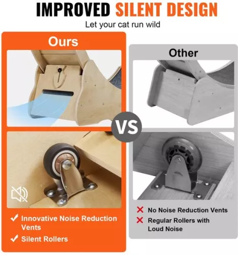 merkloos Cat exercise wheel 750x320x800mm Cat exercise wheel made of birch and poplar plywood Cat wheel Low noise Removable inner mat Cat wheel Suitable for cats weighing 2.72 to 3.63 kg (6097709643656)