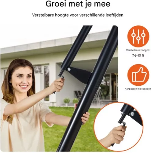 merkloos Adjustable Basketball Pole - Sturdy Outdoor Basketball Hoop - 2.3 to 3 Meters High - Perfect for Training and Competitions (8721085153857)