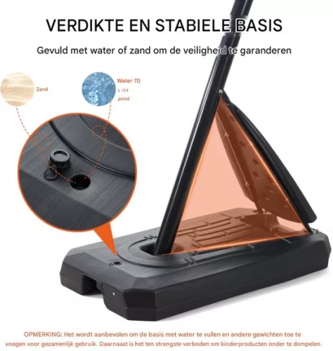 merkloos Adjustable Basketball Pole - Sturdy Outdoor Basketball Hoop - 2.3 to 3 Meters High - Perfect for Training and Competitions (8721085153857)