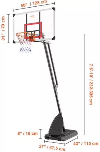 merkloos Adjustable Basketball Pole - Sturdy Outdoor Basketball Hoop - 2.3 to 3 Meters High - Perfect for Training and Competitions (8721085153857)