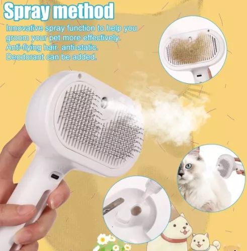 merkloos Cat Steam Brush - 3 in 1 - Long & Short Hair - Cat Steam Brush - Steam Brush For Cat - Steam Brush Cat - Steamy Brush Cat (9502561724599)