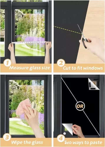 merkloos Blackout Fabric 300x145cm - Portable Blackout Roller Blind - Temporary Blackout Curtains with Velcro - Soft Ruler - Self-adhesive Tapes blackout curtains (8785297279224)